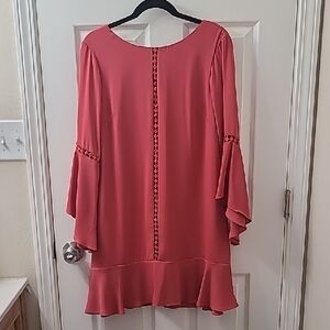 White House Black Market Elegant Coral Women's Dress With Bell Sleeves